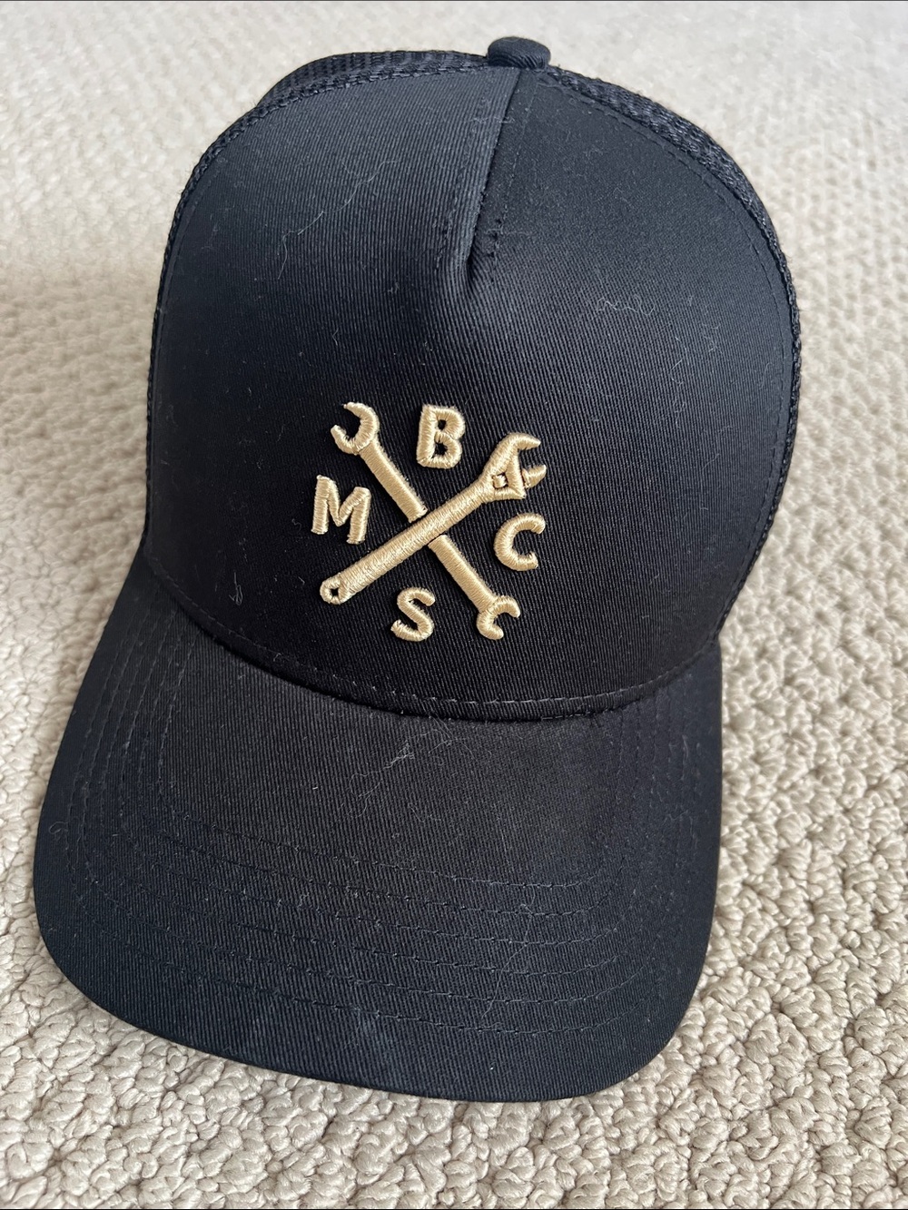 BikeShed Moto Company Black and Gold Trucker Cap